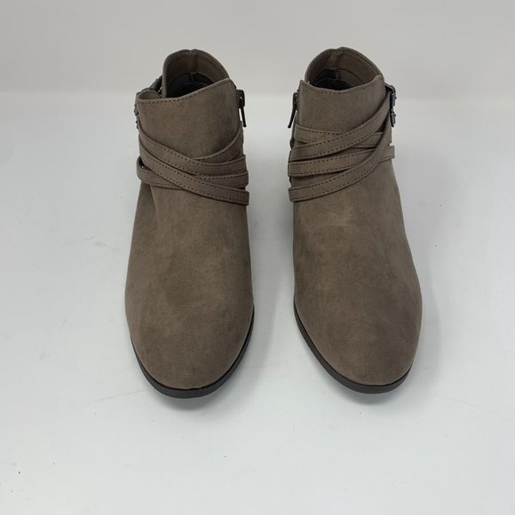 Style & Co Willoww 10008424200 Ankle Bootie Women 10 Taupe Side Zip Buckle S0546 - Picture 2 of 10